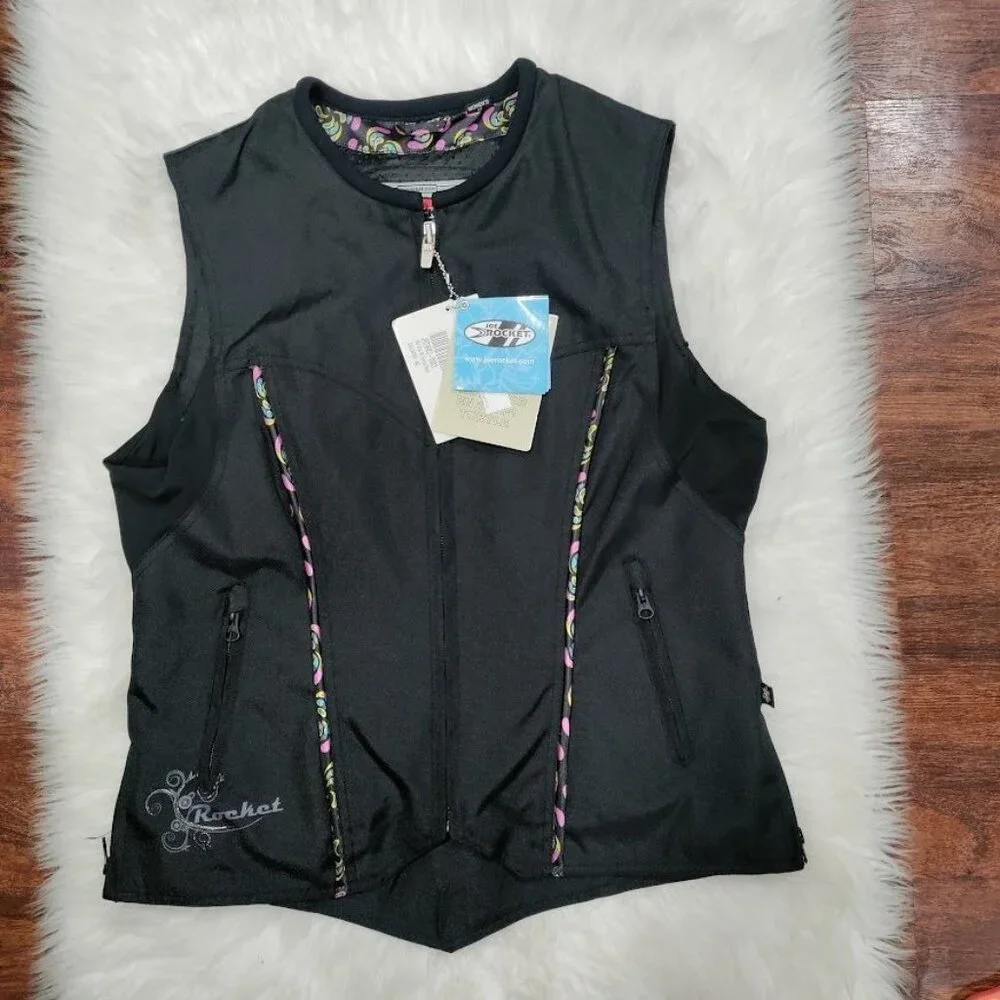 NWT Joe Rocket Black Paisley Accent Zippered Pockets Riding Vest Women's Size M - Picture 2 of 14
